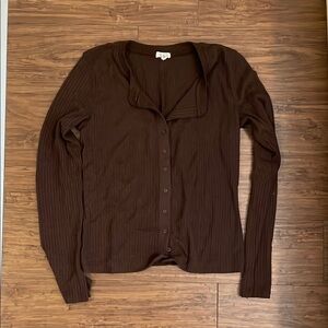 Brown aerie button up top
